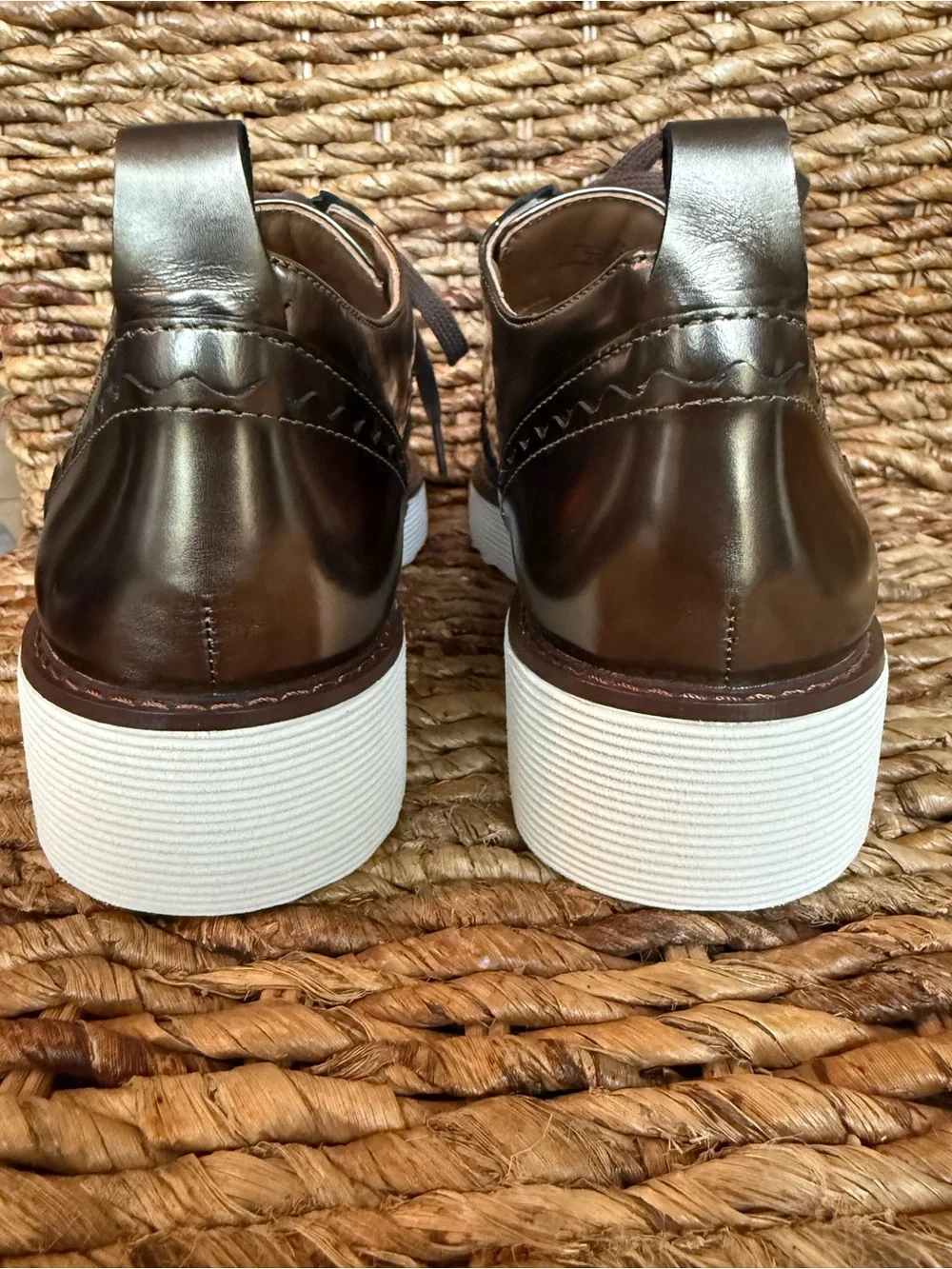 Johnston & Murphy Metallic Bronze Women's Wingtip Loafers